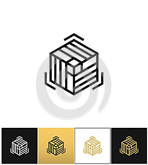 Block or cube 3D structure vector icon