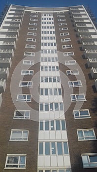 Block of flats( aparments) looking from the ground floor