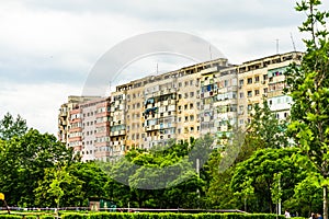 Block of flats. Apartament buildings in Bucharest, Romania, 2020