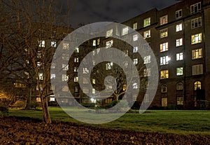Block of flats at night photo
