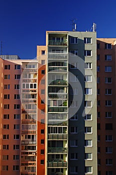 Block of flats, urban building, real estate concept. Council tower block. Expensive prices for flats and apartments in the city.