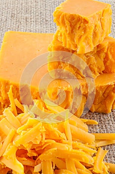 Block and grated cheddar cheese