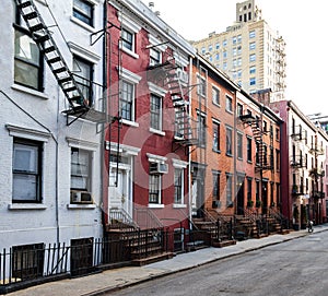 Block of historic apartment buildings on Gay Street in the West Village neighborhood of New York City
