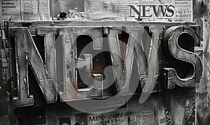 Block letters spelling NEWS on a newspaper background, symbolizing the dissemination of information and the importance of photo