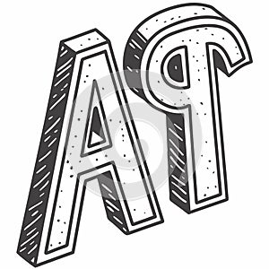 Block Letters AT, Typography, Design, and Alphabet Initial, vector design Generative AI