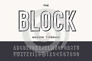 Block modern typeface. Alphabet modern typography sans serif