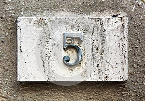 Block number on a wall