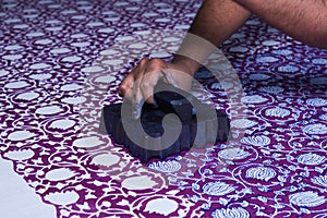 Block Printing for silk, cotton, linen textile in India.