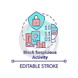Block suspicious activity concept icon