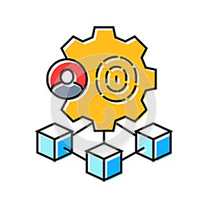blockchain based identity verification color icon vector illustration