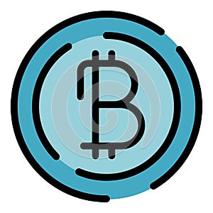 Blockchain bitcoin icon color outline vector