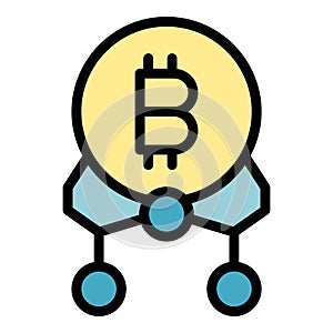 Blockchain bitcoin icon vector flat