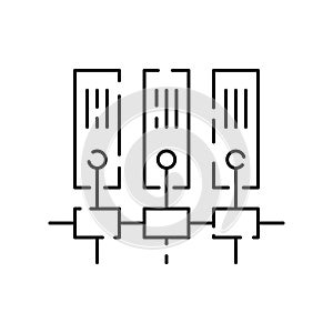 Blockchain and Bitcoin technology line icon set. Vector cryptocurrency icons element. Containing blockchain