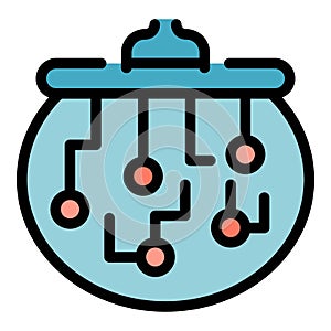 Blockchain block icon color outline vector
