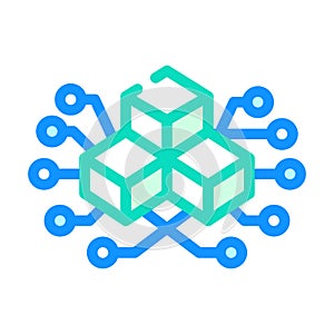 blockchain blocks color icon vector illustration line