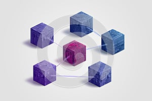 Blockchain blocks with nodes network concept