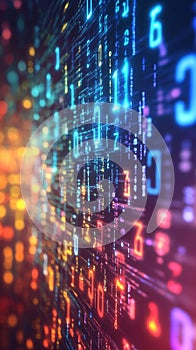 A colorful image of binary code with a rainbow of colors