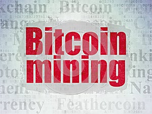 Blockchain concept: Bitcoin Mining on Digital Data Paper background