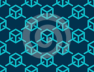 Blockchain concept with Blue block link to block texture background vector design