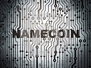 Blockchain concept: circuit board with Namecoin
