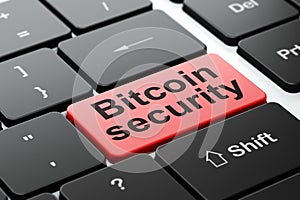 Blockchain concept: Bitcoin Security on computer keyboard background