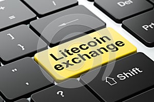 Blockchain concept: Litecoin Exchange on computer keyboard background