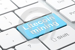Blockchain concept: Litecoin Mining on computer keyboard background