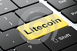 Blockchain concept: Litecoin on computer keyboard background