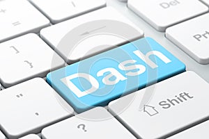 Blockchain concept: Dash on computer keyboard background