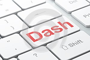Blockchain concept: Dash on computer keyboard background