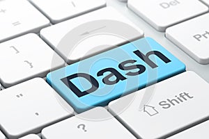Blockchain concept: Dash on computer keyboard background