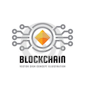 Blockchain - concept logo template vector illustration. Future technology creative sign. Digital cryptocurrency icon.