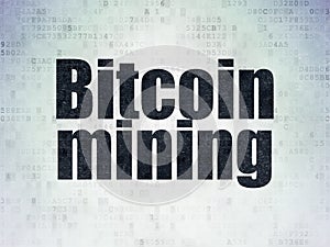 Blockchain concept: Bitcoin Mining on Digital Data Paper background