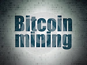Blockchain concept: Bitcoin Mining on Digital Data Paper background