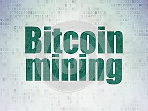 Blockchain concept: Bitcoin Mining on Digital Data Paper background