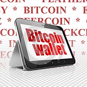 Blockchain concept: Tablet Computer with Bitcoin Wallet on display