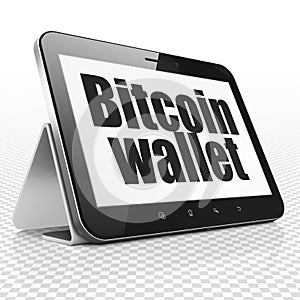 Blockchain concept: Tablet Computer with Bitcoin Wallet on display