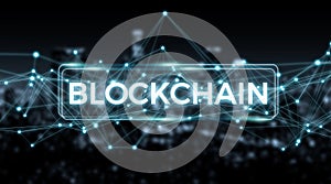 Blockchain connection background 3D rendering