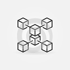 Blockchain crypto technology vector outline icon