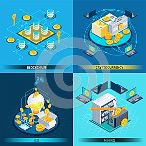 Blockchain Cryptocurrency Isometric Design Concept