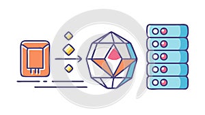 Blockchain Data Processing: Crypto Network, vector design Generative AI