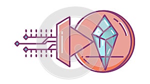 Blockchain Digital Asset Icon, Crypto Currency Secure Technology, vector design Generative AI