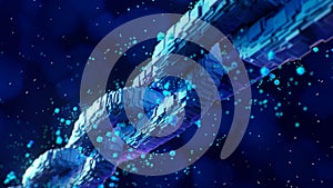 Blockchain digital chain with blocks connection shape. 3d rendering