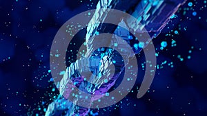 Blockchain digital chain with blocks connection shape. 3d rendering