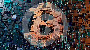 Blockchain encryption for crypto currencies bitcoin financial money records. photo