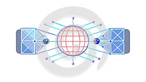 Blockchain global network. Secure data and decentralized system. vector design Generative AI
