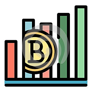 Blockchain graph chart icon color outline vector