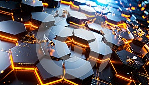 Blockchain Honeycomb Server Farm . Artificial Intelligence concept. Generated Image