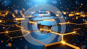 Blockchain Honeycomb Server Farm . Artificial Intelligence concept. Generated Image