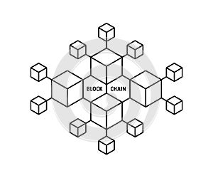 Blockchain icon like thin line boxes